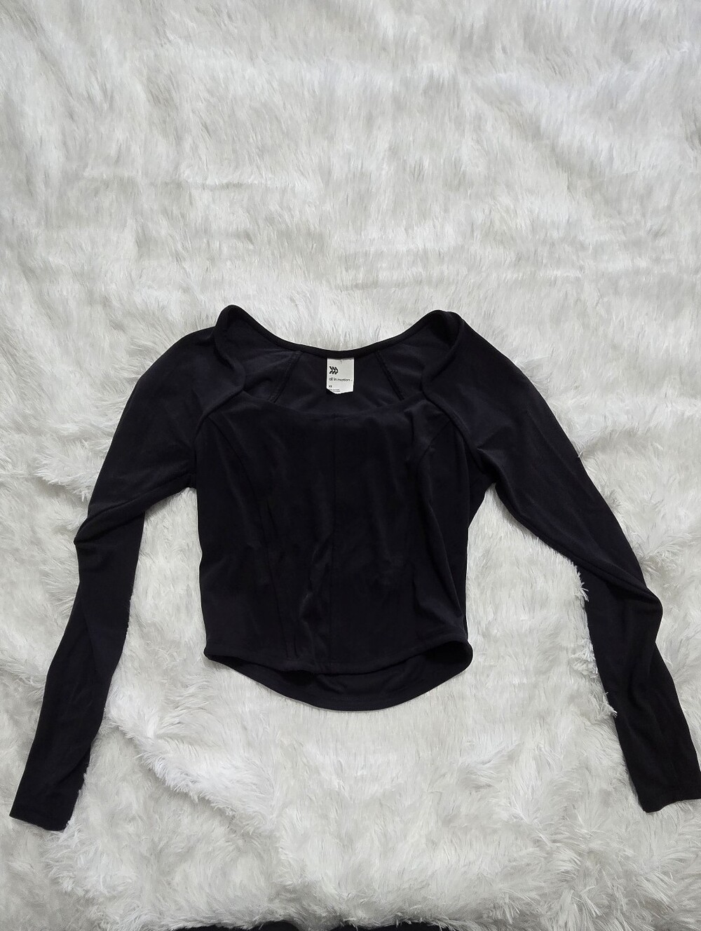 all in motion Black Long-Sleeve Square Neck Top